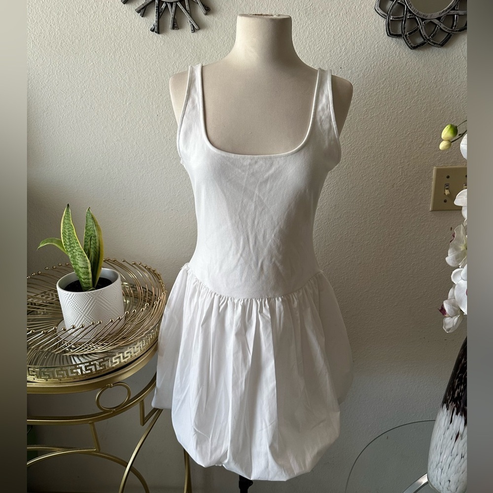 Mango Elegant White bubble dress Sz 6 new without tag